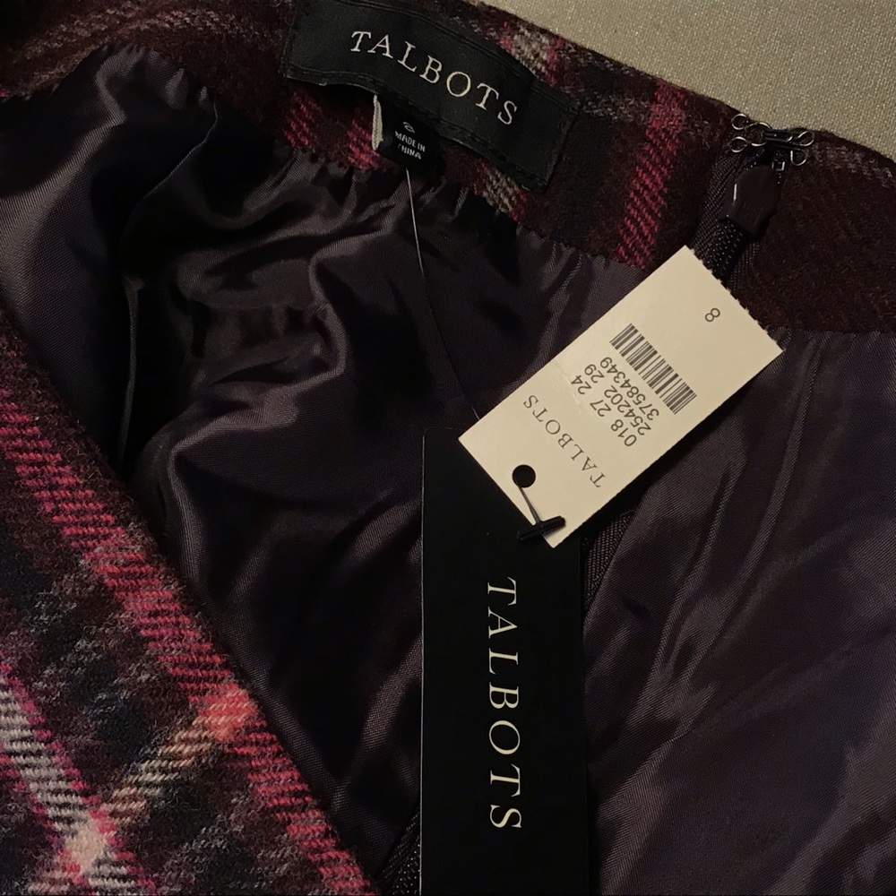 Talbots Wool Skirt Plaid Magenta 8 - Picture 4 of 5